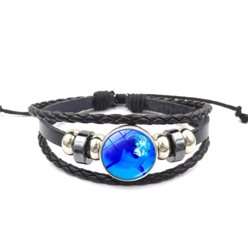 Marine Life Time Stone Bracelet Handmade Multi-layer Woven Leather Ornament